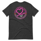 Back of short sleeve heather gray Bella-style T-shirt "Pink Promise United - Breast Cancer Screenings & Transportation United Way"